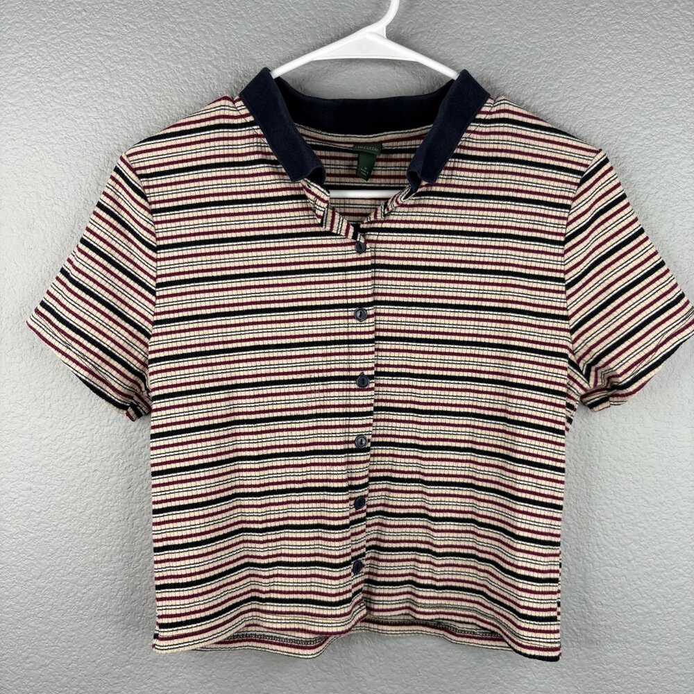 Wild Fable Striped Button Down Crop Top